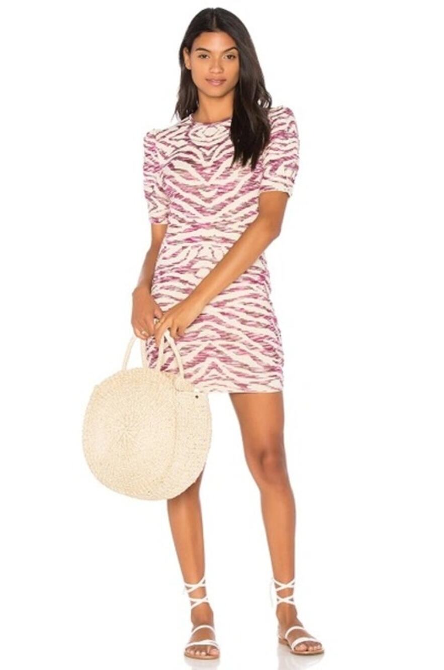 Free People Take Me Out Zebra Print Knit Puff Sleeve Mini Dress Estimated Size M